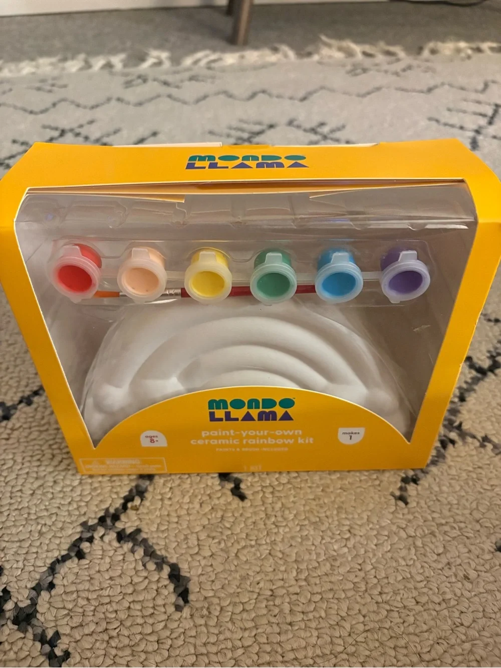 MONDO LLAMA Paint-Your-Own Ceramic Rainbow Kit - White with Multicolor Paints
